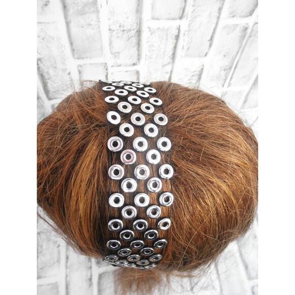 NEW by JUST BASIC, ELASTIC HEADWRAP, HEADBAND BLACK WITH SILVER TONE DECOR   #1 - Picture 4 of 10